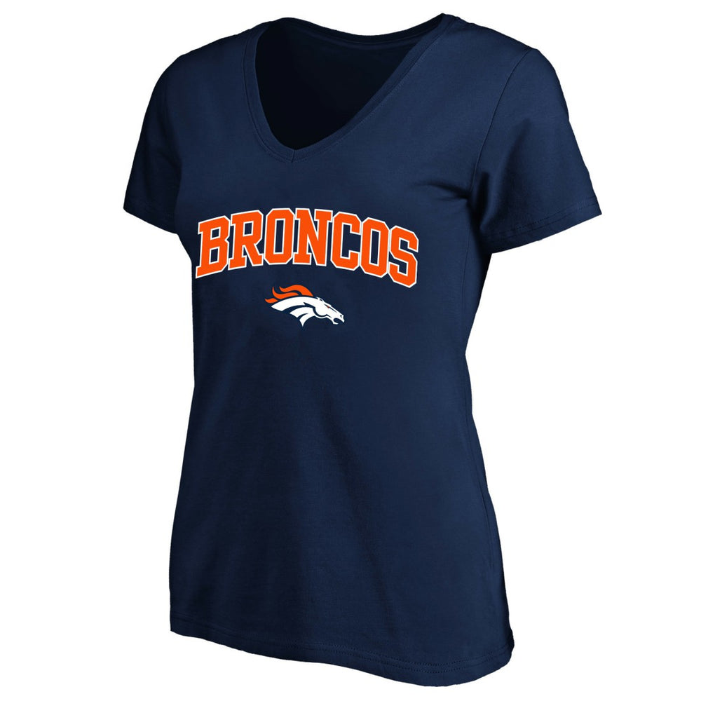 Denver Broncos Fanatics Women's Plus Size Arch Over Logo V-Neck T-Shirt