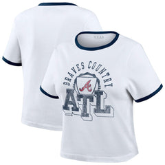 Atlanta Braves WEAR by Erin Andrews Women's Ringer Baby T-Shirt | MLB On Sale