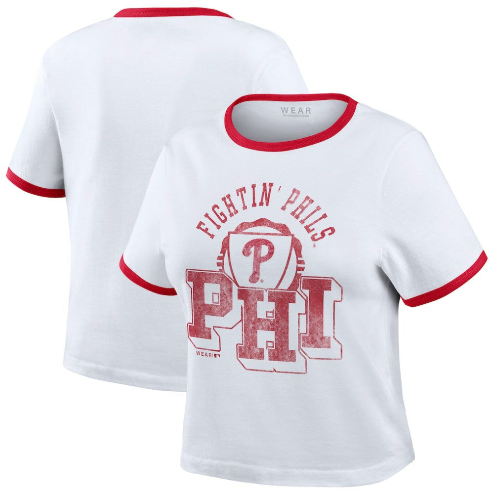 Philadelphia Phillies WEAR by Erin Andrews Women's Ringer Baby T-Shirt | MLB Discount