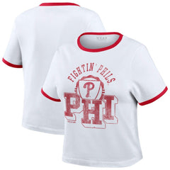 Philadelphia Phillies WEAR by Erin Andrews Women's Ringer Baby T-Shirt | MLB Discount