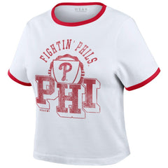 Philadelphia Phillies WEAR by Erin Andrews Women's Ringer Baby T-Shirt | MLB Discount