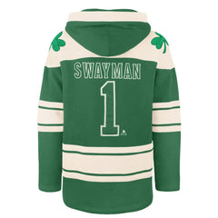 Jeremy Swayman Boston Bruins '47 St. Patrick's Day Player Name & Number Lacer Pullover Hoodie Discount