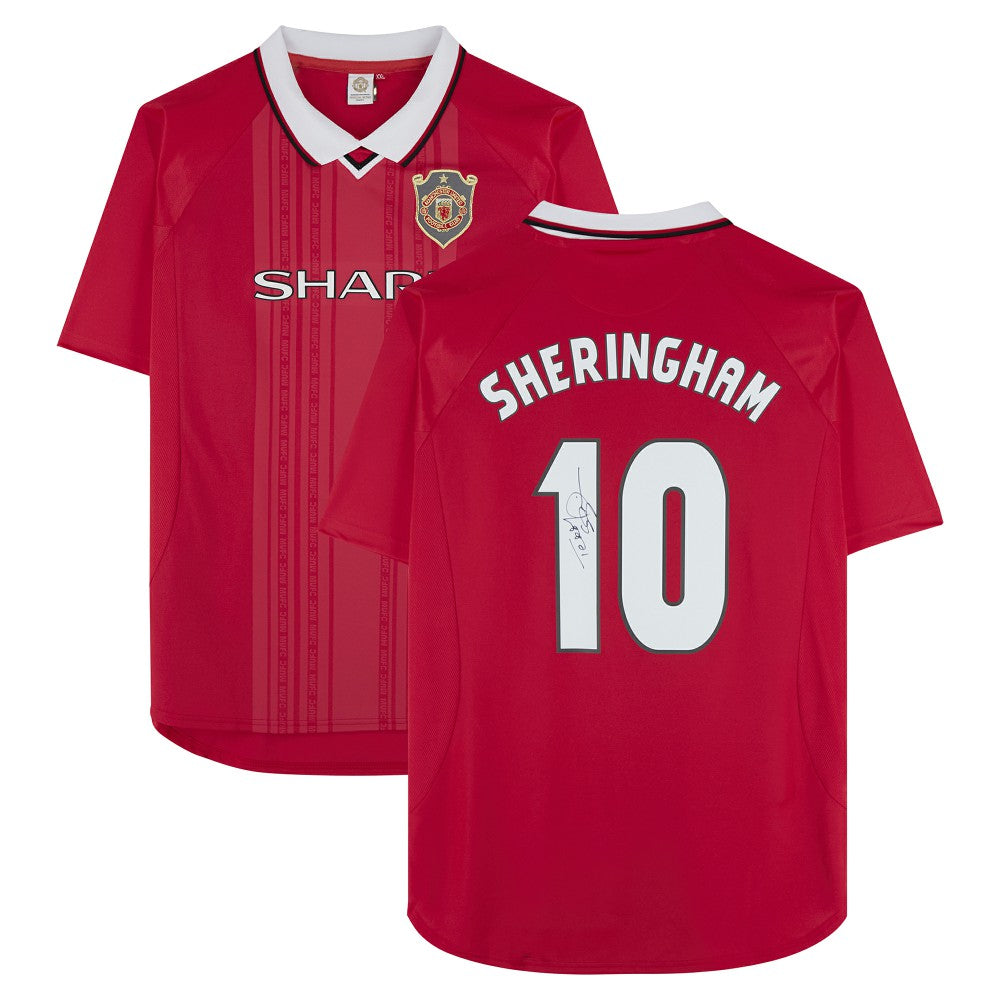Teddy Sheringham Manchester United Autographed 1999 Red UEFA Champions League Home Jersey Icons - Adidas