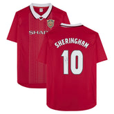 Teddy Sheringham Manchester United Autographed 1999 Red UEFA Champions League Home Jersey Icons - Adidas