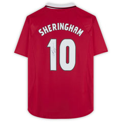 Teddy Sheringham Manchester United Autographed 1999 Red UEFA Champions League Home Jersey Icons - Adidas