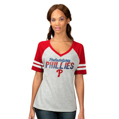 Philadelphia Phillies G-III 4Her by Carl Banks Women's Goal Line Raglan V-Neck T-Shirt | MLB Outlet