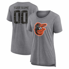 Baltimore Orioles Women's Heritage Personalized Any Name & Number Tri-Blend T-Shirt | MLB Discount
