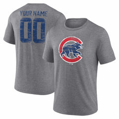 Chicago Cubs Heritage Personalized Any Name & Number Tri-Blend T-Shirt | MLB New