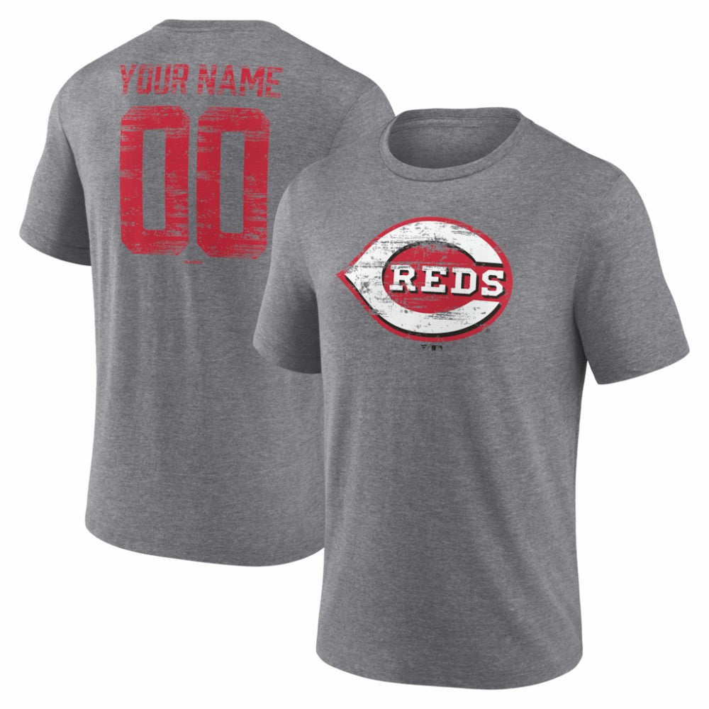 Cincinnati Reds Heritage Personalized Any Name & Number Tri-Blend T-Shirt | MLB Outlet