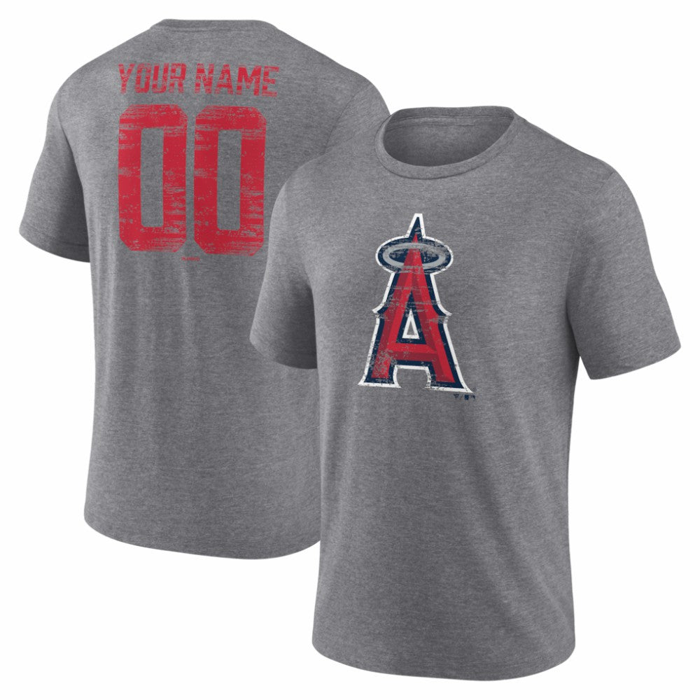 Los Angeles Angels Heritage Personalized Any Name & Number Tri-Blend T-Shirt | MLB Sale