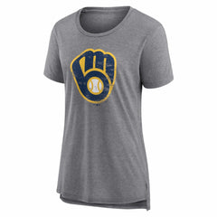 Milwaukee Brewers Women's Heritage Personalized Any Name & Number Tri-Blend T-Shirt | MLB New