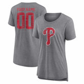 Philadelphia Phillies Women's Heritage Personalized Any Name & Number Tri-Blend T-Shirt | MLB New