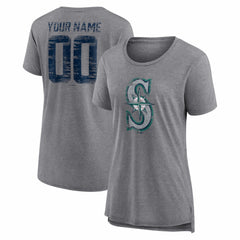 Seattle Mariners Women's Heritage Personalized Any Name & Number Tri-Blend T-Shirt | MLB Near me