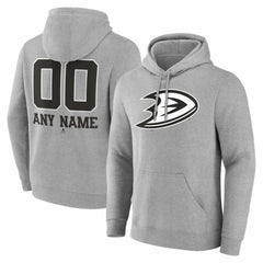 Anaheim Ducks Big & Tall Personalized Name & Number Monochrome Pullover Hoodie For Sale