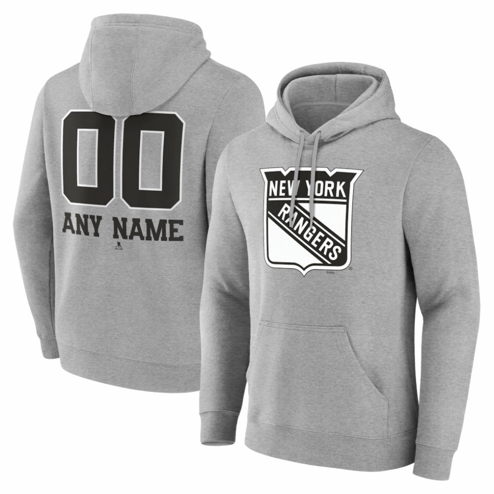 New York Rangers Big & Tall Personalized Name & Number Monochrome Pullover Hoodie On Sale