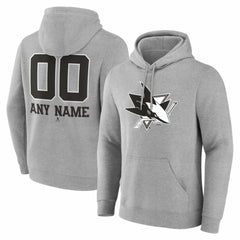 San Jose Sharks Big & Tall Personalized Name & Number Monochrome Pullover Hoodie Online
