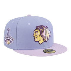 Chicago Blackhawks New Era Lavender Bloom 59FIFTY Fitted Hat Outlet