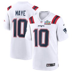 New England Patriots Nike Drake Maye Super Bowl LX Patch Game Jersey