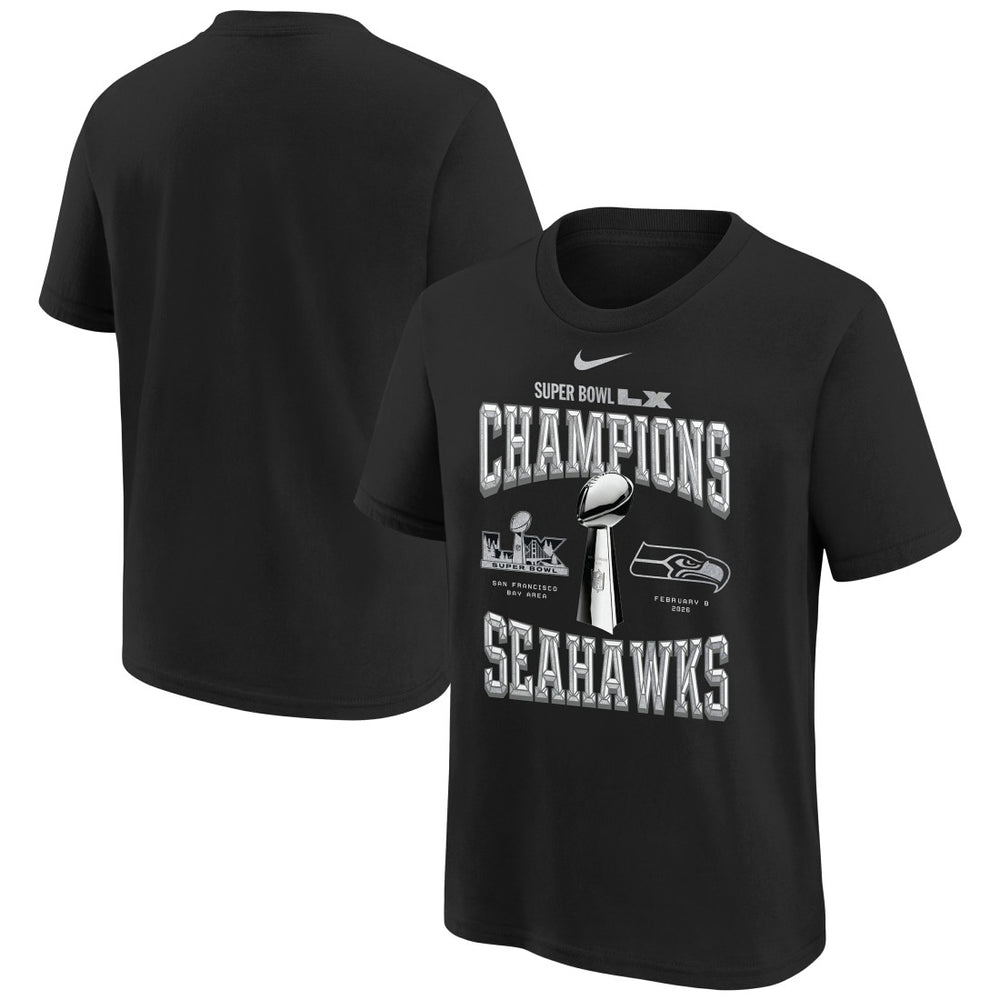 Seattle Seahawks Nike Youth Super Bowl LX Champions Locker Room Trophy Collection Replica T-Shirt