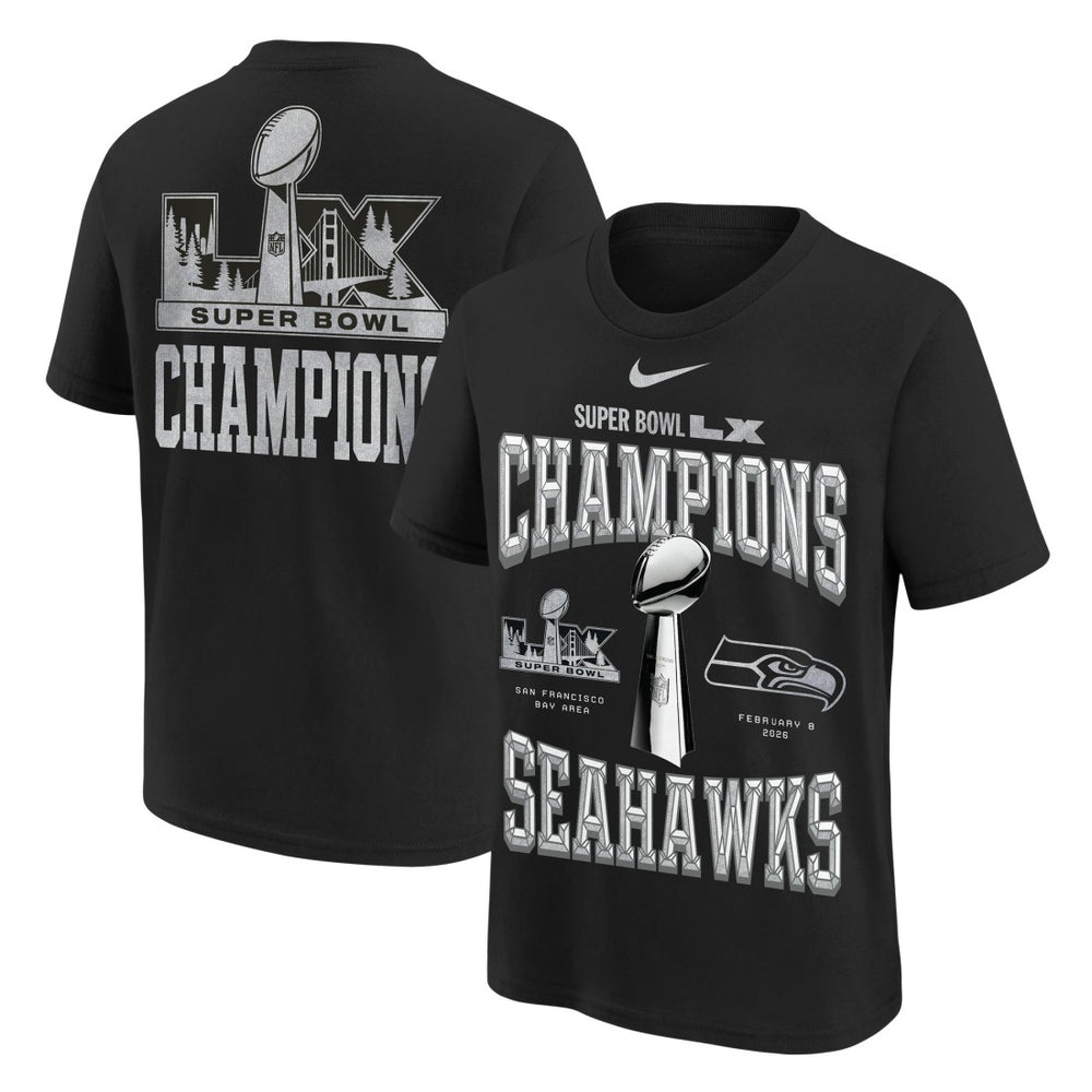 Seattle Seahawks Nike Youth Super Bowl LX Champions Locker Room Trophy Collection Authentic T-Shirt