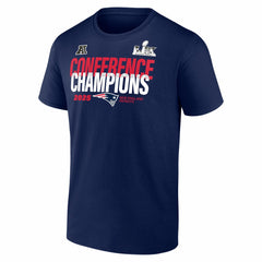 New England Patriots Fanatics 2025 AFC Champions Big & Tall Right Side Draw T-Shirt