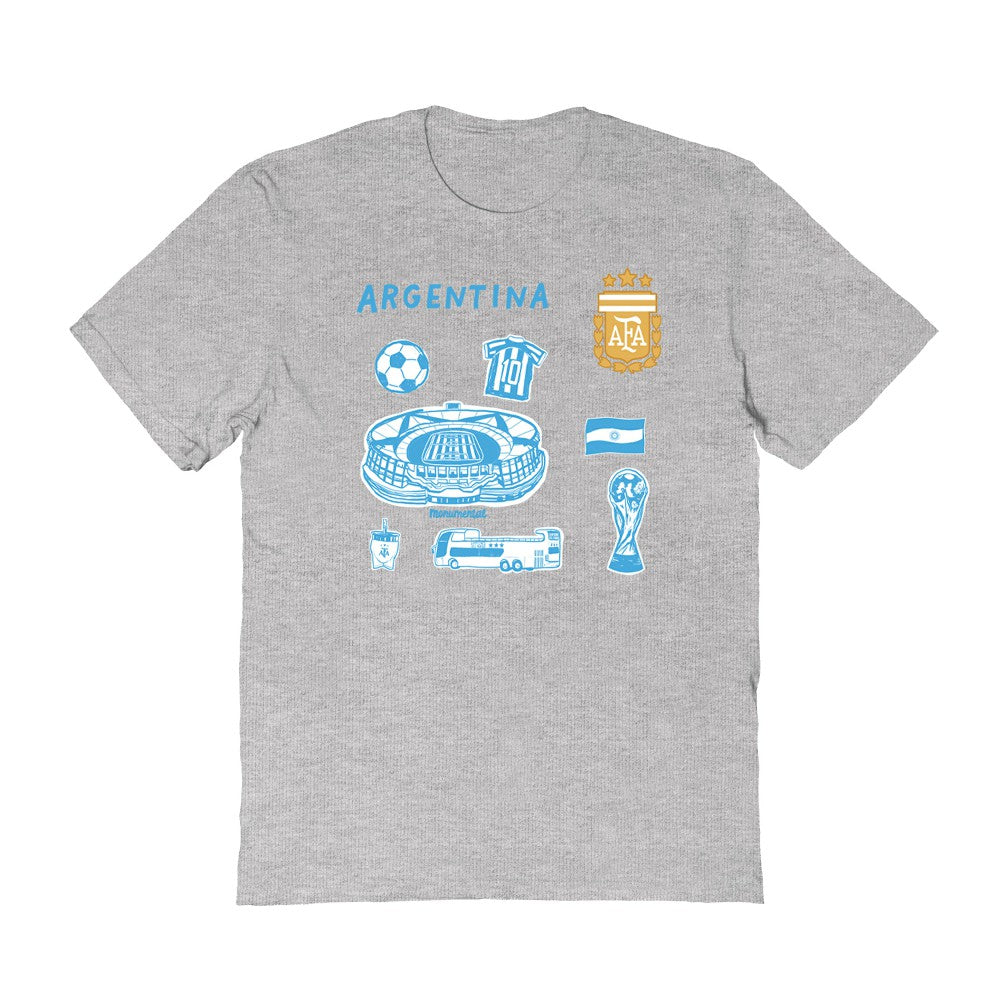 Argentina National Team Vive La Fete Women's Impressions Icons T-Shirt Gray