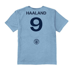Erling Haaland Manchester City Vive La Fete Youth Player Name & Number Color Badge T-Shirt Light Blue