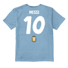 Lionel Messi Argentina National Team Vive La Fete Youth Player Name & Number Stadium Style T-Shirt Light Blue
