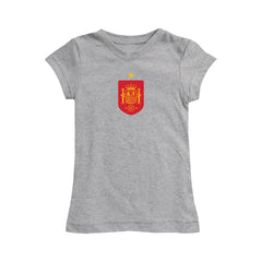 Spain National Team Vive La Fete Girls Youth Color Badge Fitted T-Shirt Gray