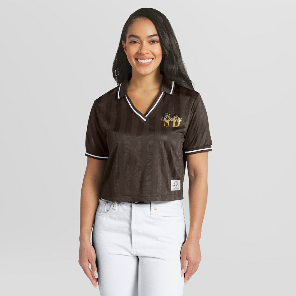San Diego Padres WEAR by Erin Andrews Women's Cropped Polo | MLB Shop