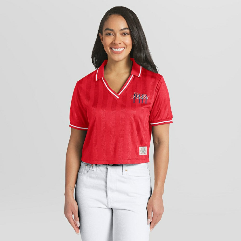 Philadelphia Phillies WEAR by Erin Andrews Women's Cropped Polo | MLB For sale