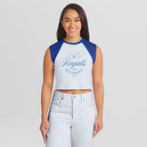 Kansas City Royals WEAR by Erin Andrews Women's Cooperstown Cropped Raglan Tank Top | MLB Online