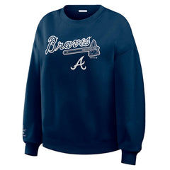 Atlanta Braves WEAR by Erin Andrews Women's Heavyweight Crew Neck Sweatshirt | MLB Outlet