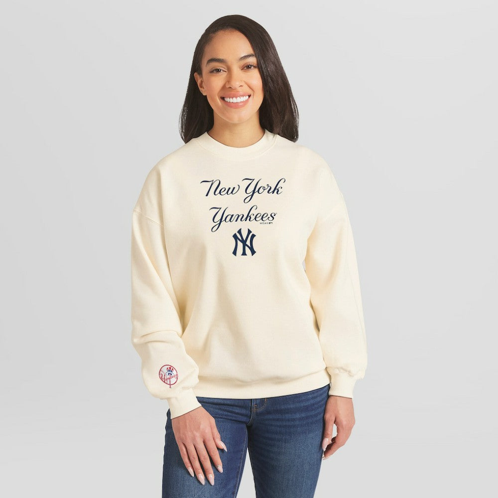 New York Yankees WEAR by Erin Andrews Women's Heavyweight Crew Neck Sweatshirt | MLB Near me