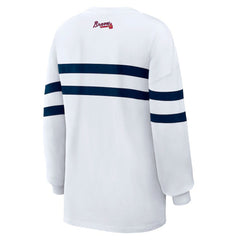 Atlanta Braves WEAR by Erin Andrews Women's Oversized Long Sleeve Striped T-Shirt | MLB For sale