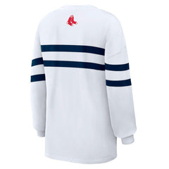 Boston Red Sox WEAR by Erin Andrews Women's Oversized Long Sleeve Striped T-Shirt | MLB Sale