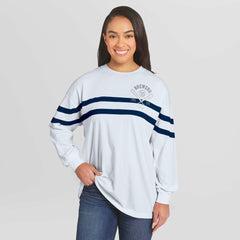 Milwaukee Brewers WEAR by Erin Andrews Women's Oversized Long Sleeve Striped T-Shirt | MLB Near me