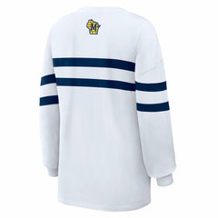 Milwaukee Brewers WEAR by Erin Andrews Women's Oversized Long Sleeve Striped T-Shirt | MLB Near me