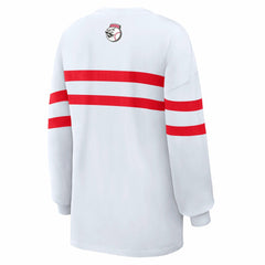 Cincinnati Reds WEAR by Erin Andrews Women's Oversized Long Sleeve Striped T-Shirt | MLB For sale