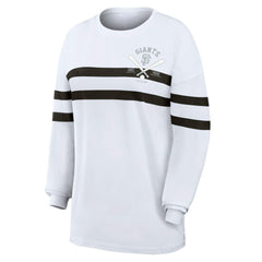 San Francisco Giants WEAR by Erin Andrews Women's Oversized Long Sleeve Striped T-Shirt | MLB Shop