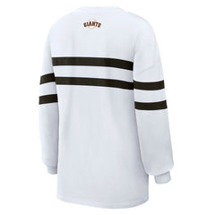 San Francisco Giants WEAR by Erin Andrews Women's Oversized Long Sleeve Striped T-Shirt | MLB Shop