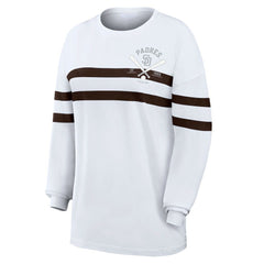 San Diego Padres WEAR by Erin Andrews Women's Oversized Long Sleeve Striped T-Shirt | MLB Outlet