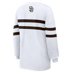 San Diego Padres WEAR by Erin Andrews Women's Oversized Long Sleeve Striped T-Shirt | MLB Outlet