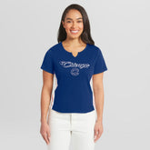 Chicago Cubs WEAR by Erin Andrews Women's Notch Neck Cropped T-Shirt | MLB Shop