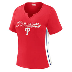 Philadelphia Phillies WEAR by Erin Andrews Women's Notch Neck Cropped T-Shirt | MLB Near me