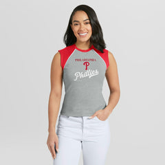 Philadelphia Phillies WEAR by Erin Andrews Women's Cropped Raglan Tank Top | MLB Sale