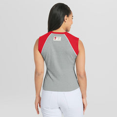 Philadelphia Phillies WEAR by Erin Andrews Women's Cropped Raglan Tank Top | MLB Sale