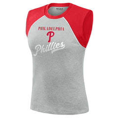 Philadelphia Phillies WEAR by Erin Andrews Women's Cropped Raglan Tank Top | MLB Sale