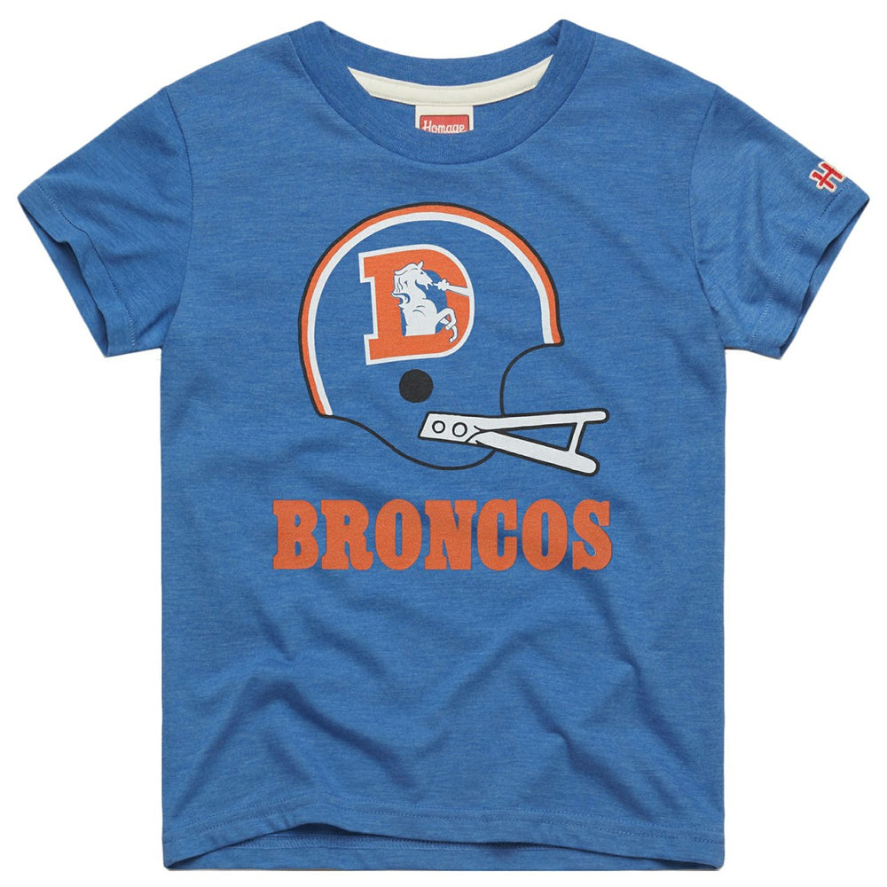 Denver Broncos Homage Youth Big Helmet Tri-Blend T-Shirt