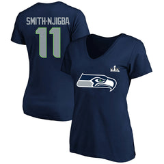 Seattle Seahawks Fanatics Jaxon Smith-Njigba Women's Super Bowl LX Patch Plus Size Name & Number V-Neck T-Shirt
